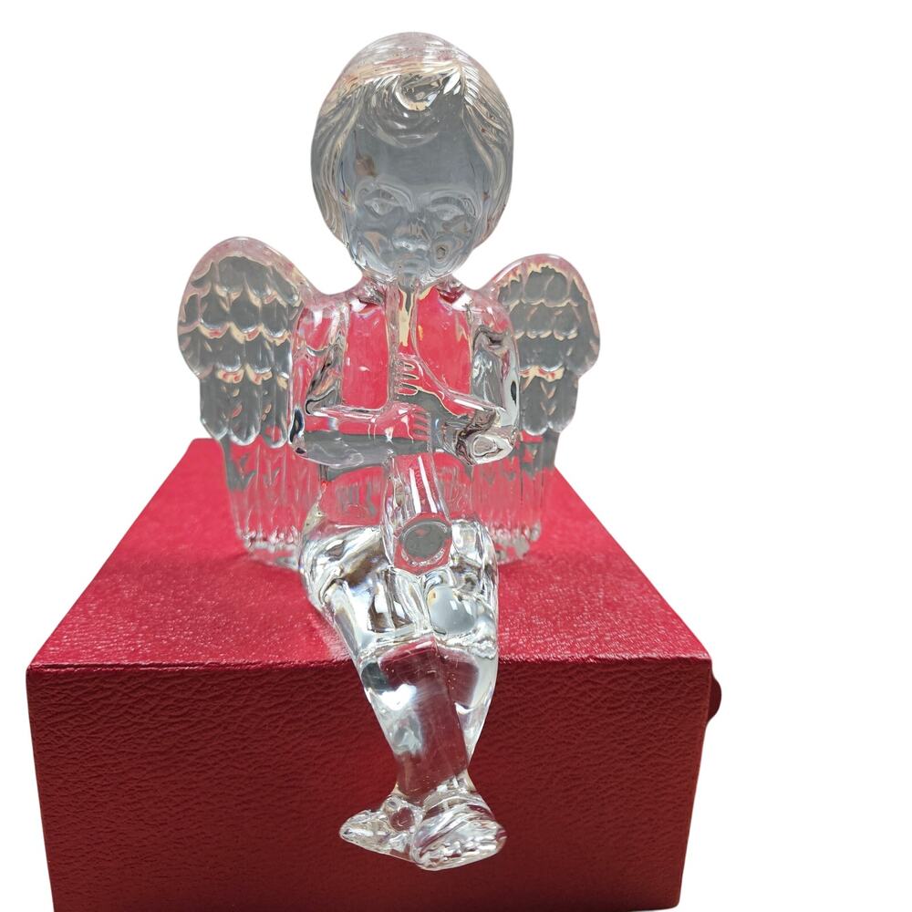 VTG Waterford Crystal Sitting Cherub Angel Trumpet Horn Shelf Sitter '98 Ireland